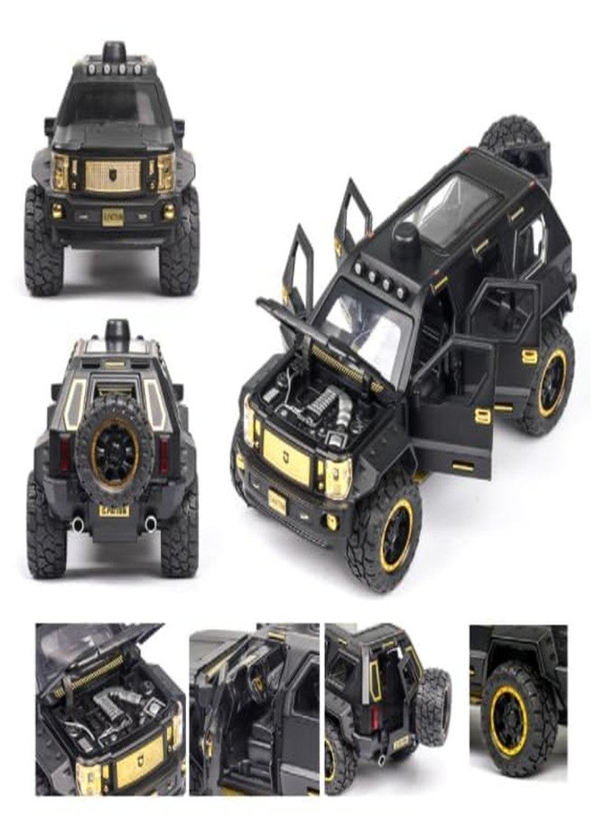 BlackZone 1/24 G-Patton Diecast Metal Pullback Toy car with Openable Doors, Light Music Boys Gifts Toy Exclusive Alloy Metal Pull Back Die-cast Car (Black) - Image 3